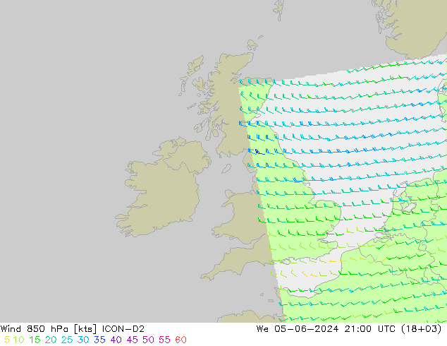 Wind 850 hPa ICON-D2 St 05.06.2024 21 UTC