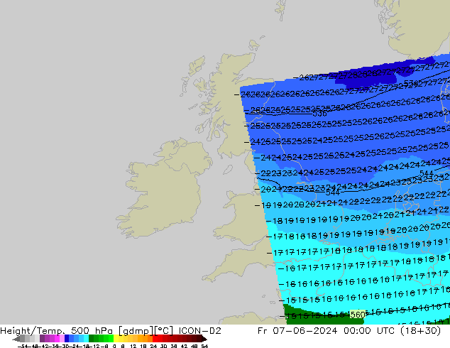 Height/Temp. 500 hPa ICON-D2 Fr 07.06.2024 00 UTC