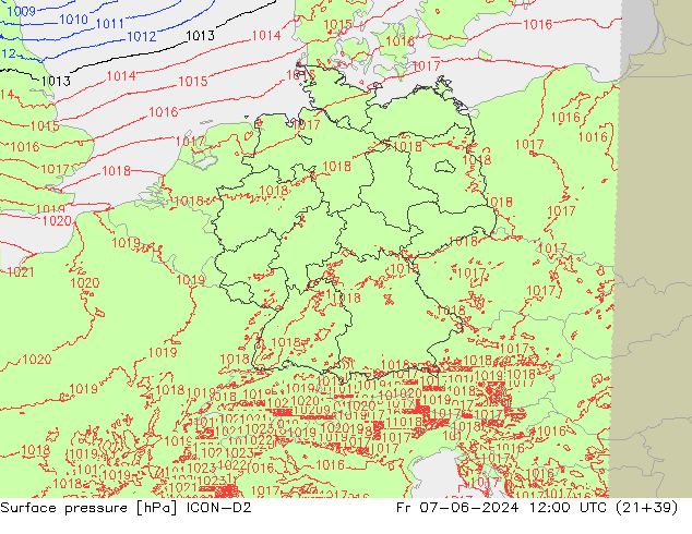 pression de l'air ICON-D2 ven 07.06.2024 12 UTC