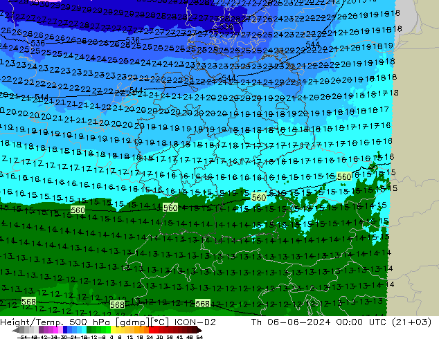 Yükseklik/Sıc. 500 hPa ICON-D2 Per 06.06.2024 00 UTC