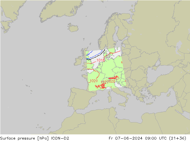 ciśnienie ICON-D2 pt. 07.06.2024 09 UTC