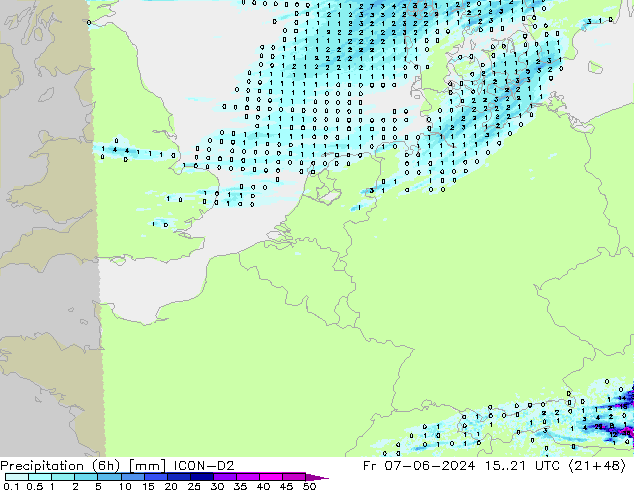 Nied. akkumuliert (6Std) ICON-D2 Fr 07.06.2024 21 UTC
