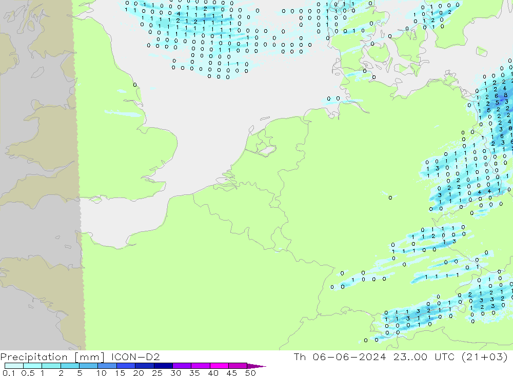 Precipitation ICON-D2 Th 06.06.2024 00 UTC