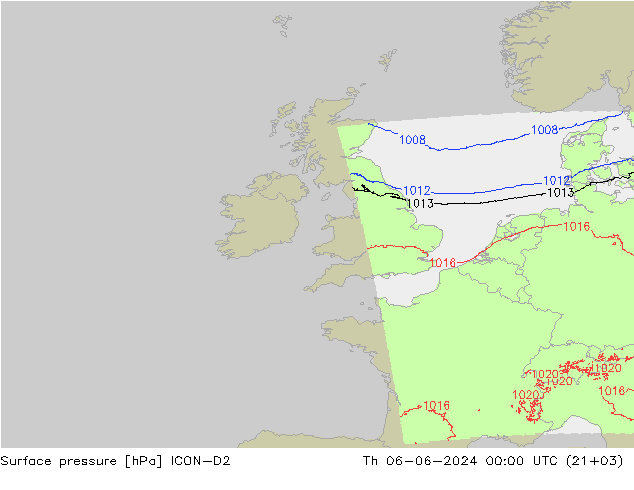 Bodendruck ICON-D2 Do 06.06.2024 00 UTC