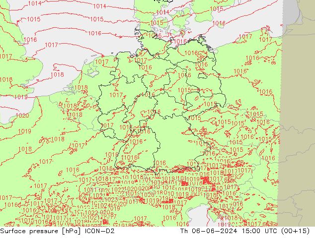 pression de l'air ICON-D2 jeu 06.06.2024 15 UTC