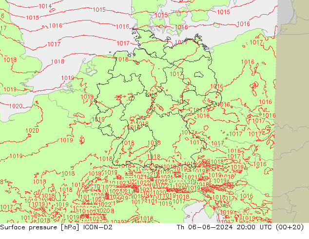 Bodendruck ICON-D2 Do 06.06.2024 20 UTC