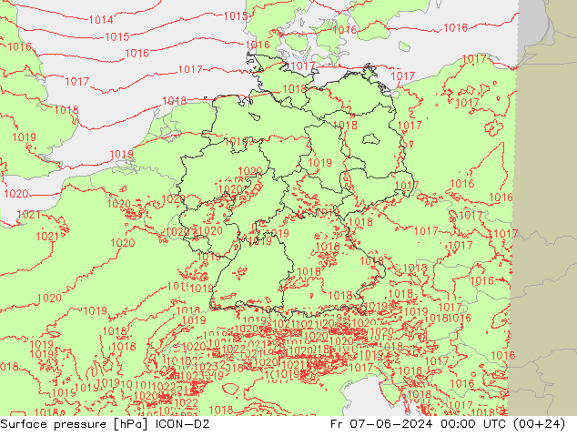 Bodendruck ICON-D2 Fr 07.06.2024 00 UTC