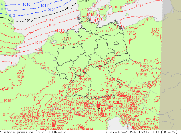 ciśnienie ICON-D2 pt. 07.06.2024 15 UTC