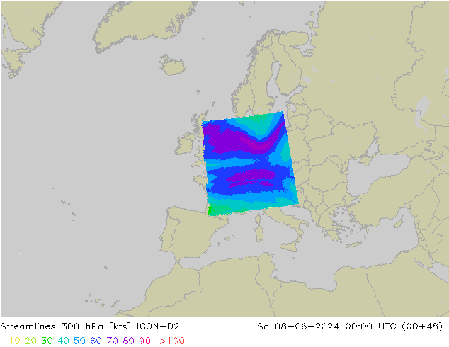  300 hPa ICON-D2  08.06.2024 00 UTC