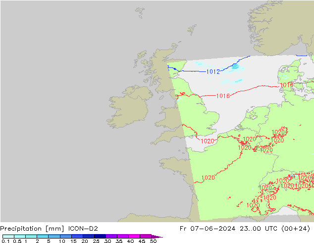 Precipitación ICON-D2 vie 07.06.2024 00 UTC