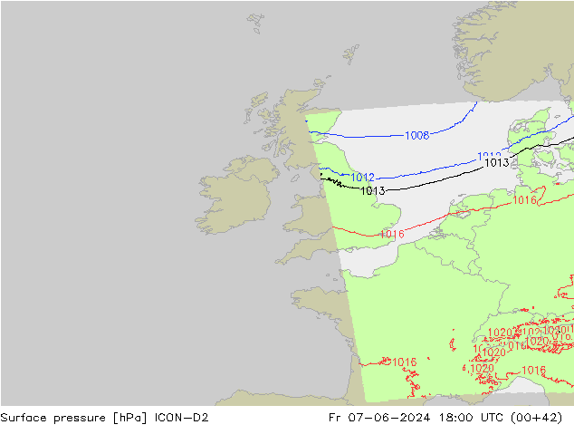 Yer basıncı ICON-D2 Cu 07.06.2024 18 UTC