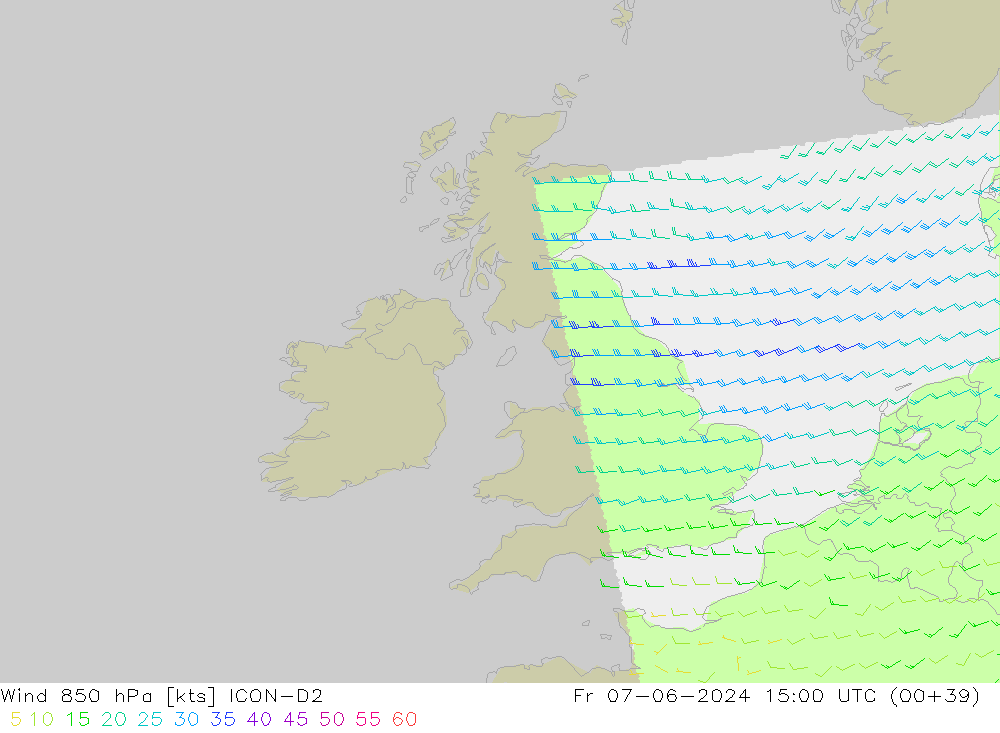 Rüzgar 850 hPa ICON-D2 Cu 07.06.2024 15 UTC