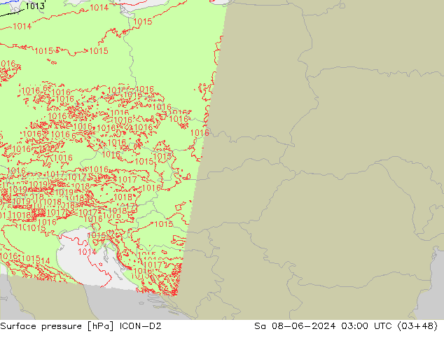 Bodendruck ICON-D2 Sa 08.06.2024 03 UTC