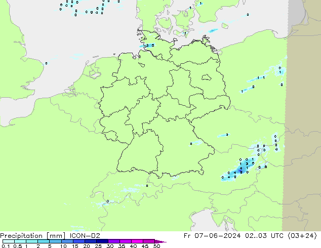 Precipitation ICON-D2 Fr 07.06.2024 03 UTC