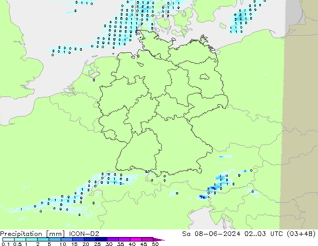 Yağış ICON-D2 Cts 08.06.2024 03 UTC