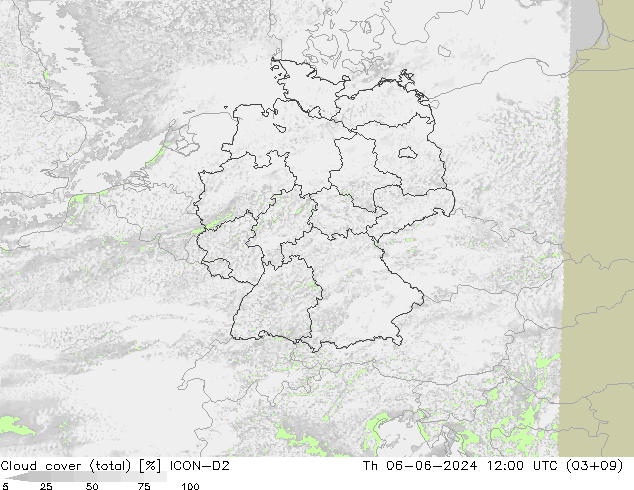 Nubi (totali) ICON-D2 gio 06.06.2024 12 UTC