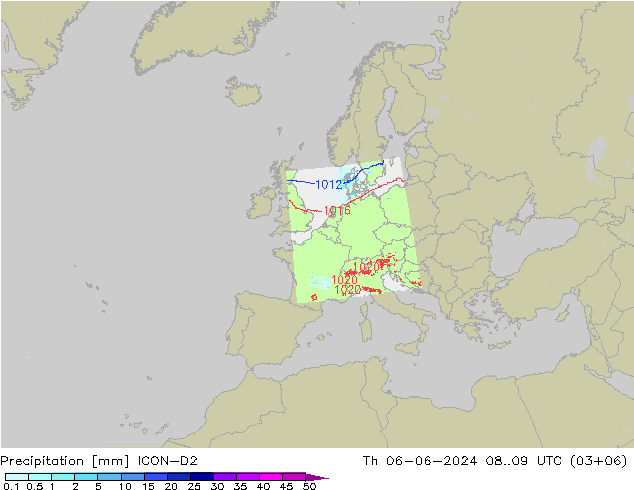 Yağış ICON-D2 Per 06.06.2024 09 UTC