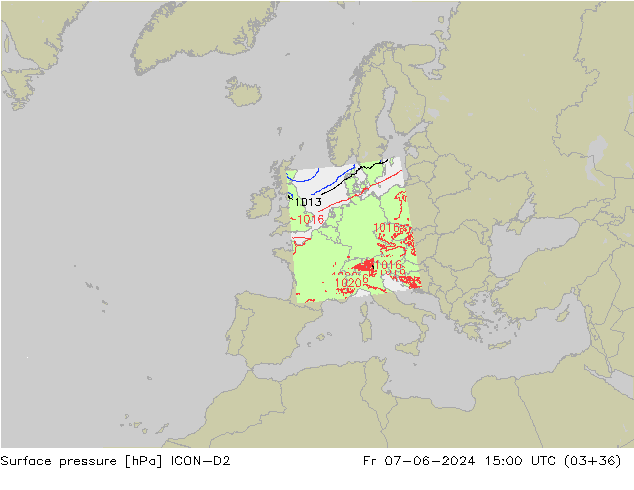 Bodendruck ICON-D2 Fr 07.06.2024 15 UTC