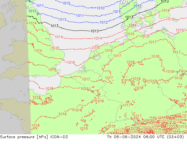 Yer basıncı ICON-D2 Per 06.06.2024 06 UTC