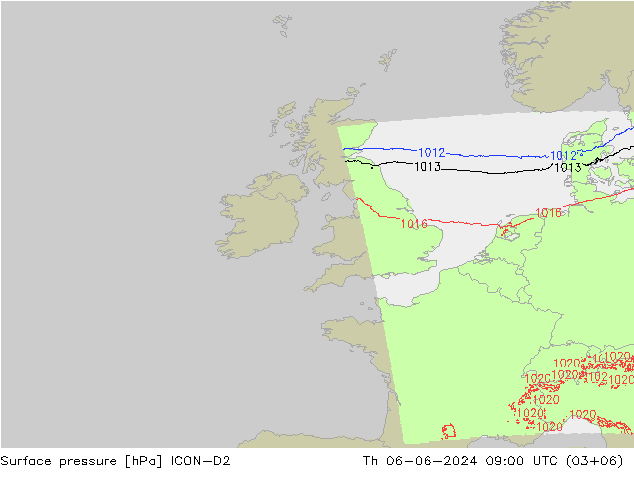 ciśnienie ICON-D2 czw. 06.06.2024 09 UTC