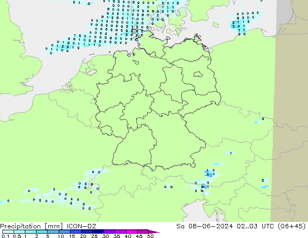 Neerslag ICON-D2 za 08.06.2024 03 UTC