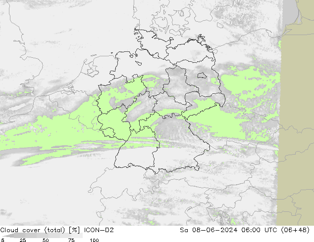 облака (сумма) ICON-D2 сб 08.06.2024 06 UTC