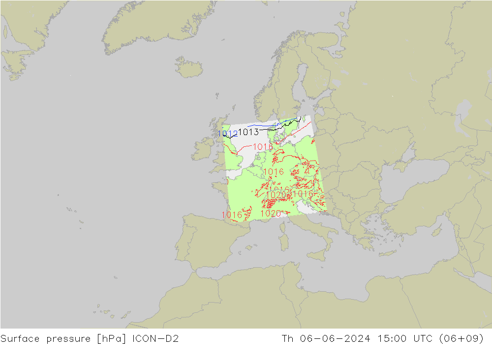 pressão do solo ICON-D2 Qui 06.06.2024 15 UTC