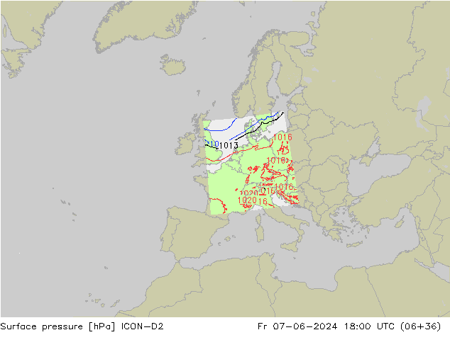 Bodendruck ICON-D2 Fr 07.06.2024 18 UTC