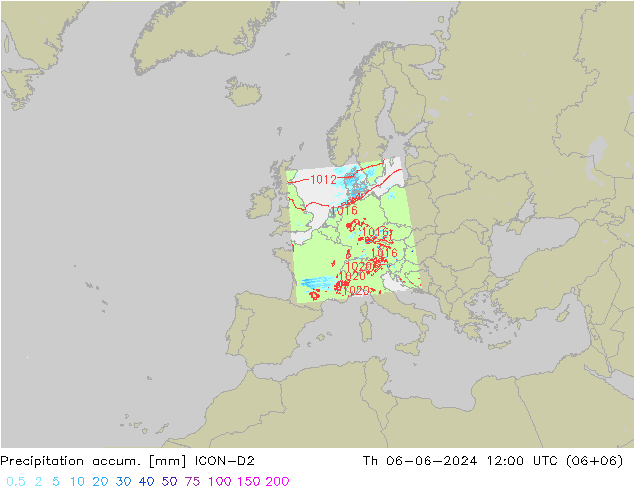 Precipitation accum. ICON-D2 gio 06.06.2024 12 UTC