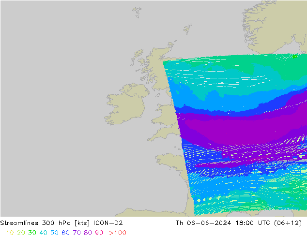 Rüzgar 300 hPa ICON-D2 Per 06.06.2024 18 UTC