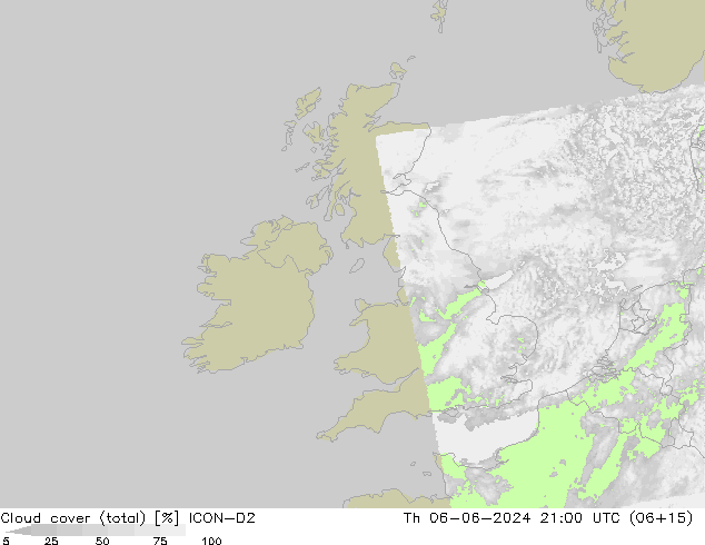 Wolken (gesamt) ICON-D2 Do 06.06.2024 21 UTC