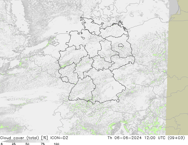 Bewolking (Totaal) ICON-D2 do 06.06.2024 12 UTC