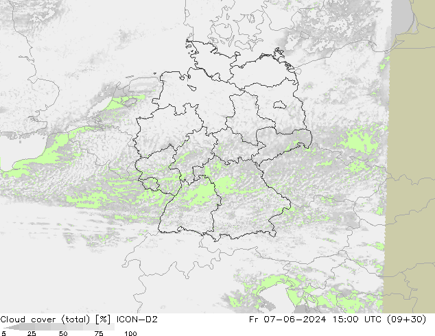 Bulutlar (toplam) ICON-D2 Cu 07.06.2024 15 UTC