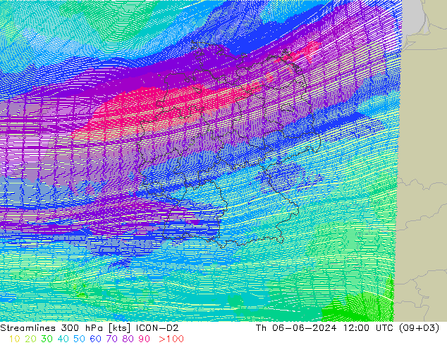  300 hPa ICON-D2  06.06.2024 12 UTC