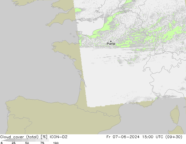 Wolken (gesamt) ICON-D2 Fr 07.06.2024 15 UTC