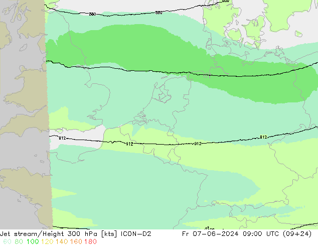 Straalstroom ICON-D2 vr 07.06.2024 09 UTC