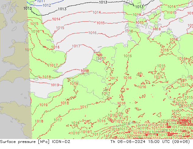 pression de l'air ICON-D2 jeu 06.06.2024 15 UTC