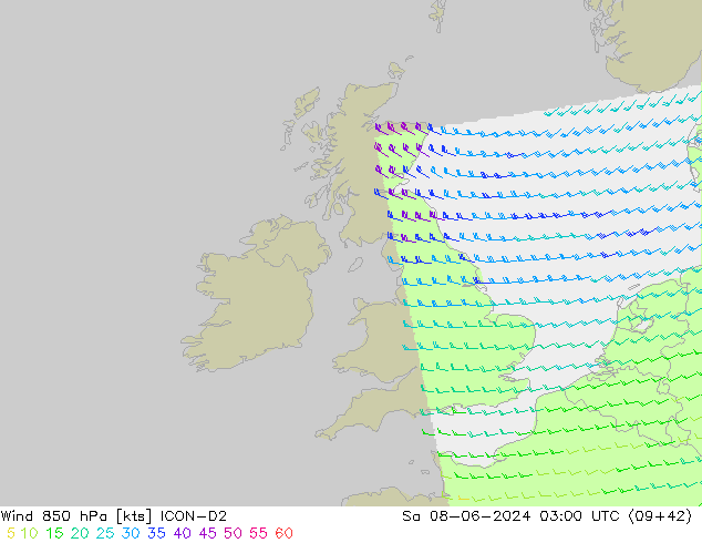 Wind 850 hPa ICON-D2 Sa 08.06.2024 03 UTC