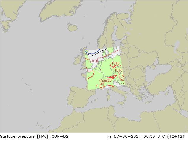 Bodendruck ICON-D2 Fr 07.06.2024 00 UTC