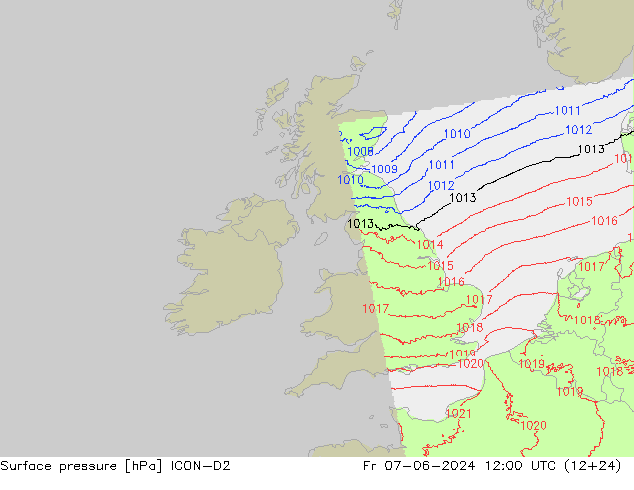 приземное давление ICON-D2 пт 07.06.2024 12 UTC