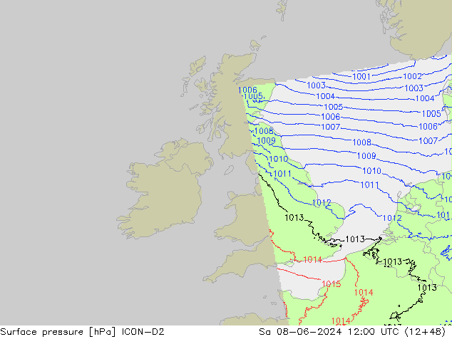 Yer basıncı ICON-D2 Cts 08.06.2024 12 UTC