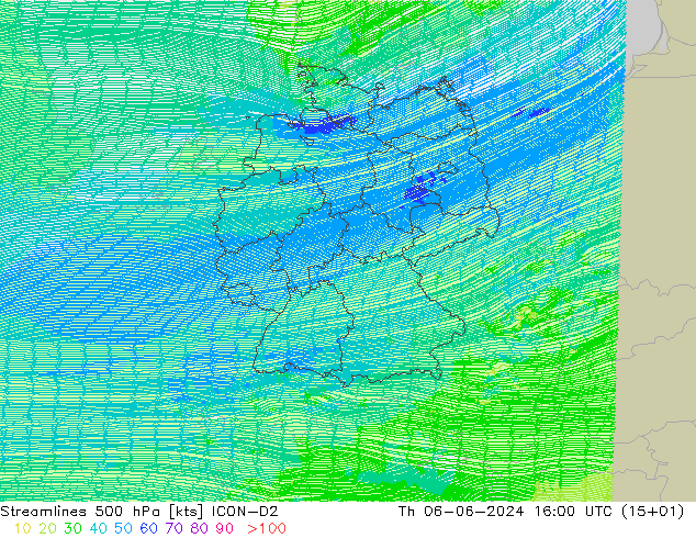 Rüzgar 500 hPa ICON-D2 Per 06.06.2024 16 UTC