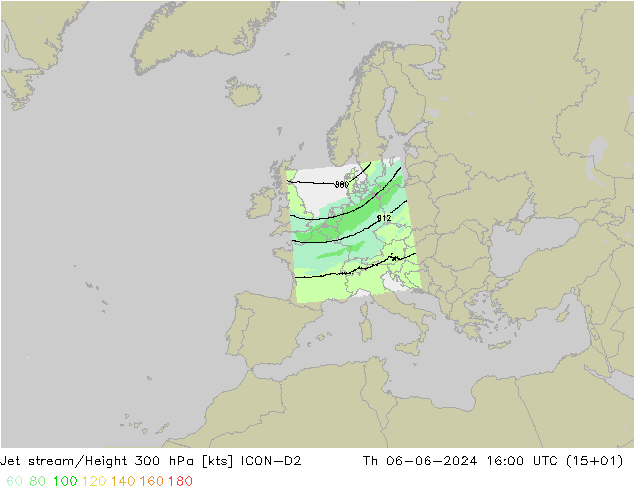 Corrente a getto ICON-D2 gio 06.06.2024 16 UTC