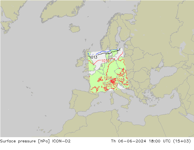 Yer basıncı ICON-D2 Per 06.06.2024 18 UTC