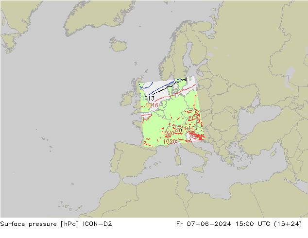 Yer basıncı ICON-D2 Cu 07.06.2024 15 UTC