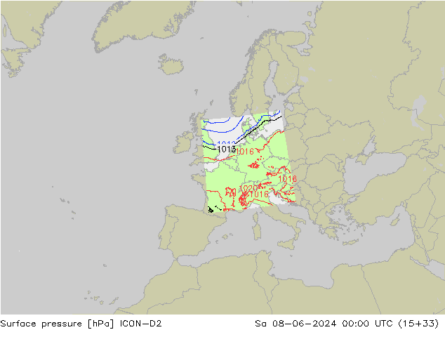 приземное давление ICON-D2 сб 08.06.2024 00 UTC