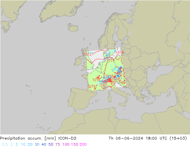 Precipitation accum. ICON-D2 Qui 06.06.2024 18 UTC