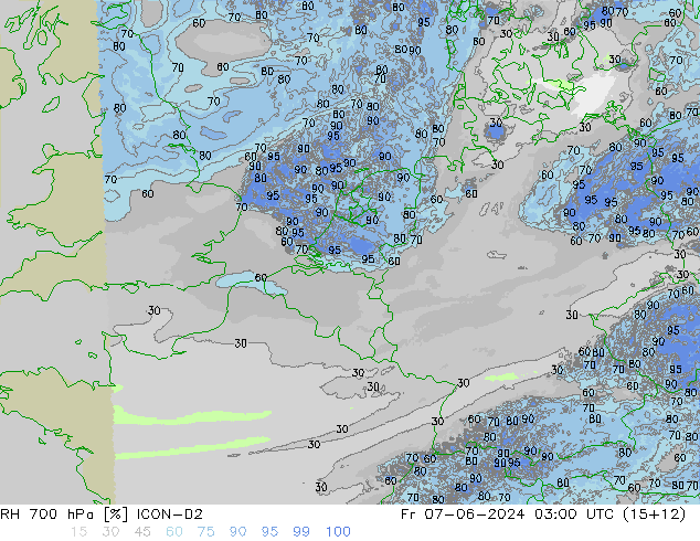 RH 700 hPa ICON-D2 Fr 07.06.2024 03 UTC