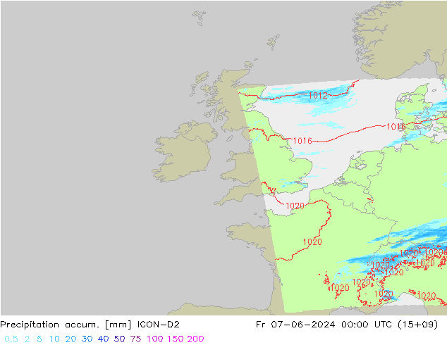 Toplam Yağış ICON-D2 Cu 07.06.2024 00 UTC