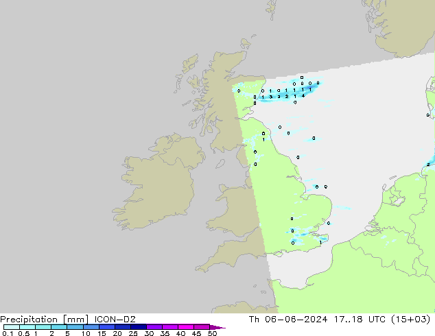Precipitación ICON-D2 jue 06.06.2024 18 UTC